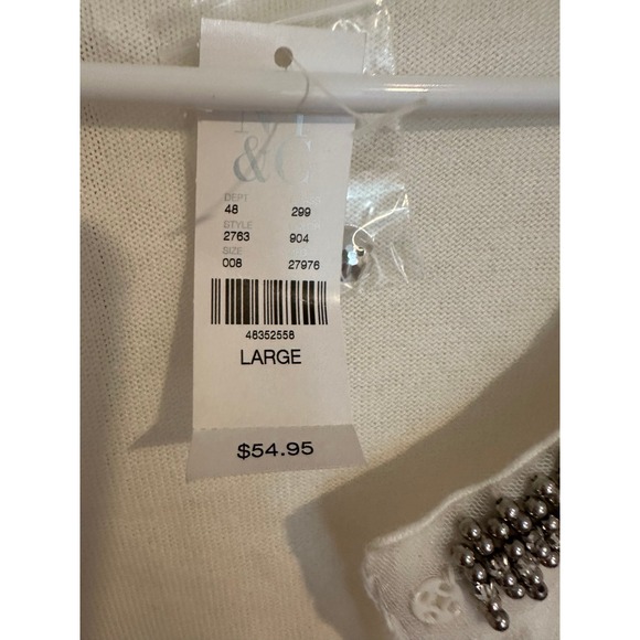 New/tags white cardigan New York & company long sleeve sweater size large - Picture 2 of 4